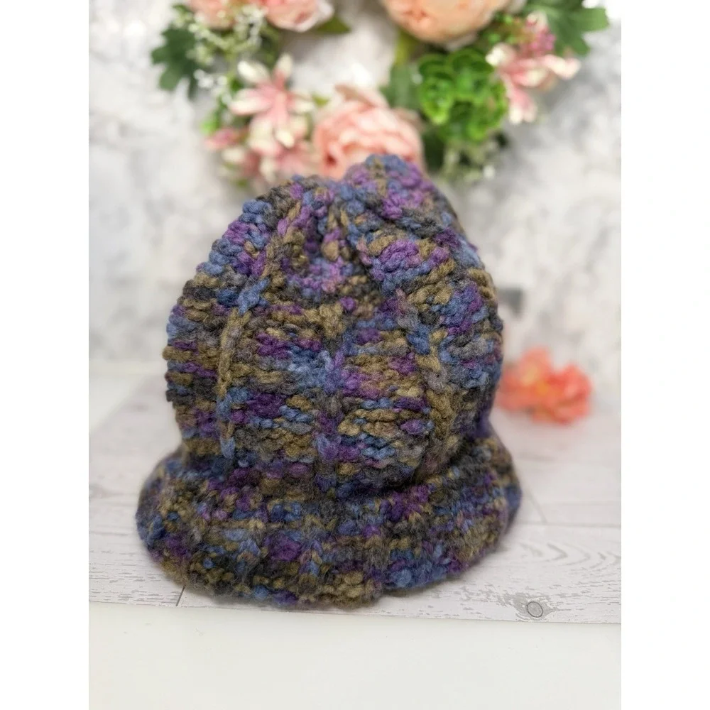 Cappellificio Fiorentino Wool‎ Blend Purple Knitted Beanie Hat Made In Italy EUC